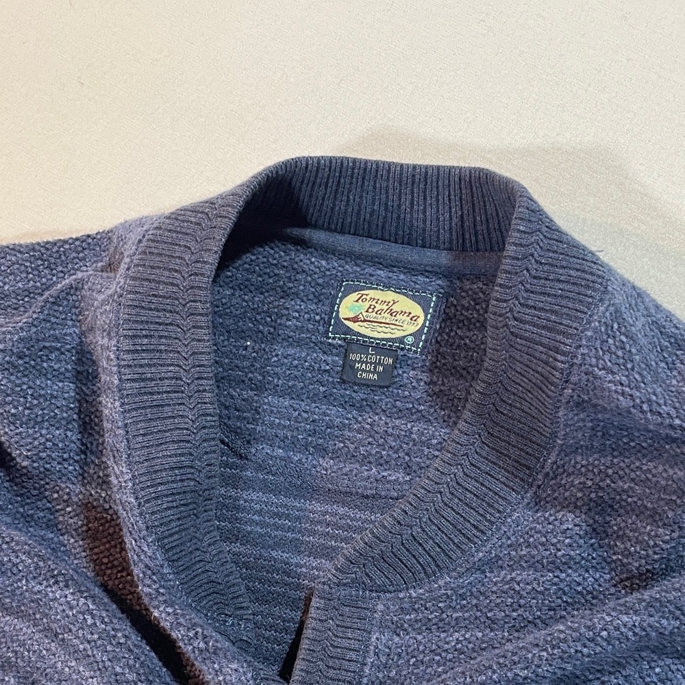 Tommy Bahama Navy Crewneck Sweater Classic Knit Design Relaxed Fit XL - Picture 5 of 12